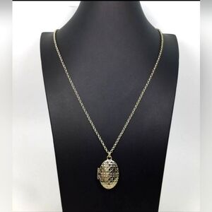 Ann Taylor Oval Locket Pendant Long Chain Necklace NWT